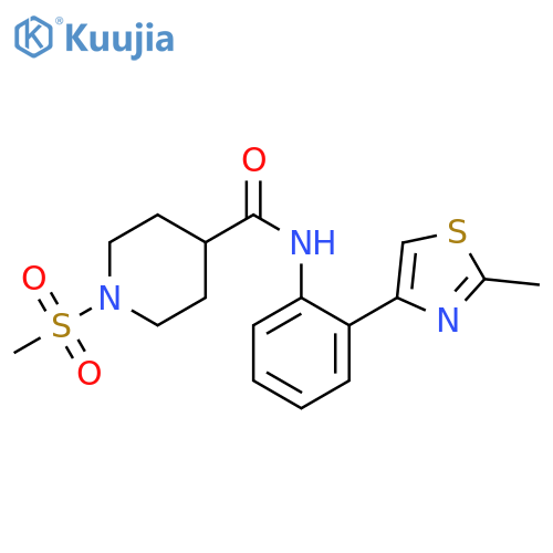 1-methylsulfonyl-N-[2-(2-methyl-1,3-thiazol-4-yl)phenyl]piperidine-4-carboxamide structure