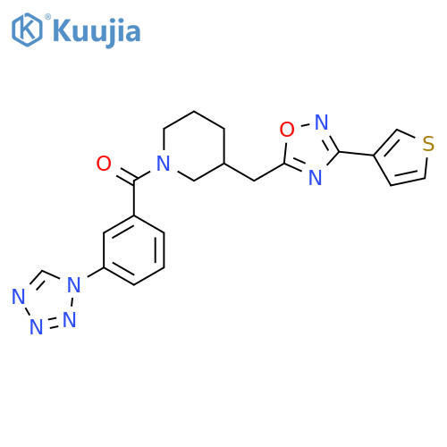 1-[3-(1H-1,2,3,4-tetrazol-1-yl)benzoyl]-3-{[3-(thiophen-3-yl)-1,2,4-oxadiazol-5-yl]methyl}piperidine structure