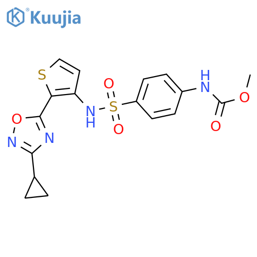 methyl N-(4-{[2-(3-cyclopropyl-1,2,4-oxadiazol-5-yl)thiophen-3-yl]sulfamoyl}phenyl)carbamate structure