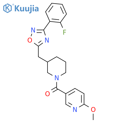 5-(3-{[3-(2-fluorophenyl)-1,2,4-oxadiazol-5-yl]methyl}piperidine-1-carbonyl)-2-methoxypyridine structure
