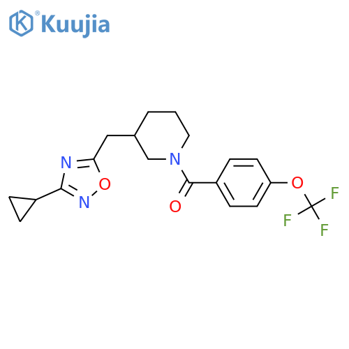 3-[(3-cyclopropyl-1,2,4-oxadiazol-5-yl)methyl]-1-[4-(trifluoromethoxy)benzoyl]piperidine structure