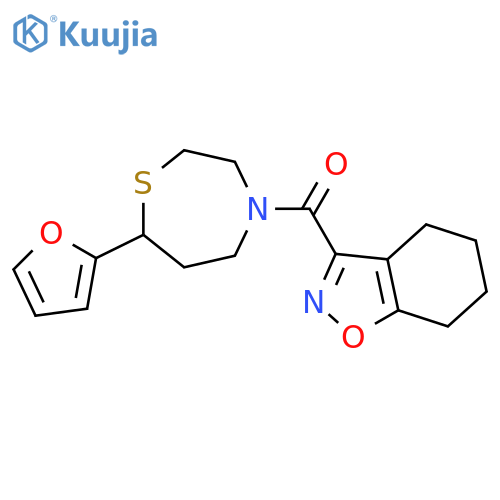 3-[7-(furan-2-yl)-1,4-thiazepane-4-carbonyl]-4,5,6,7-tetrahydro-1,2-benzoxazole structure