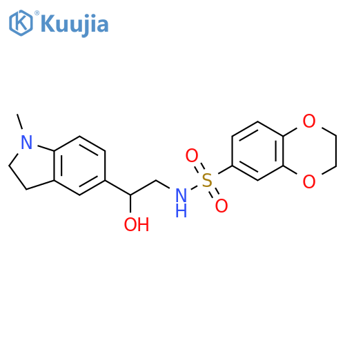N-2-hydroxy-2-(1-methyl-2,3-dihydro-1H-indol-5-yl)ethyl-2,3-dihydro-1,4-benzodioxine-6-sulfonamide structure