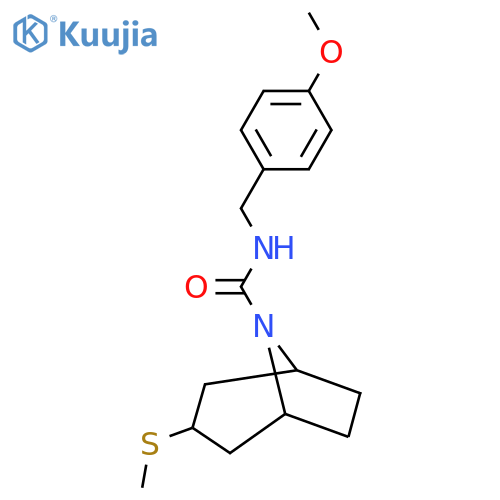 N-(4-methoxyphenyl)methyl-3-(methylsulfanyl)-8-azabicyclo3.2.1octane-8-carboxamide structure