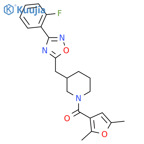 1-(2,5-dimethylfuran-3-carbonyl)-3-{[3-(2-fluorophenyl)-1,2,4-oxadiazol-5-yl]methyl}piperidine structure