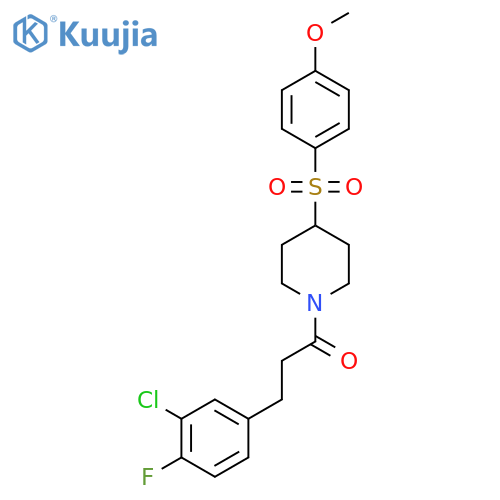 3-(3-chloro-4-fluorophenyl)-1-4-(4-methoxybenzenesulfonyl)piperidin-1-ylpropan-1-one structure