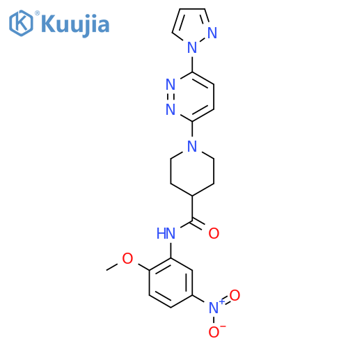 N-(2-methoxy-5-nitrophenyl)-1-6-(1H-pyrazol-1-yl)pyridazin-3-ylpiperidine-4-carboxamide structure