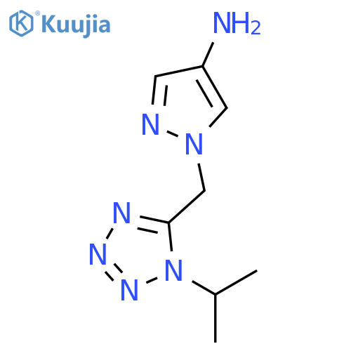 1-{1-(propan-2-yl)-1H-1,2,3,4-tetrazol-5-ylmethyl}-1H-pyrazol-4-amine structure
