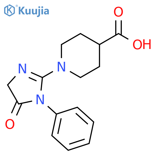 1-(5-Oxo-1-phenyl-4,5-dihydro-1H-imidazol-2-yl)-piperidine-4-carboxylic acid structure