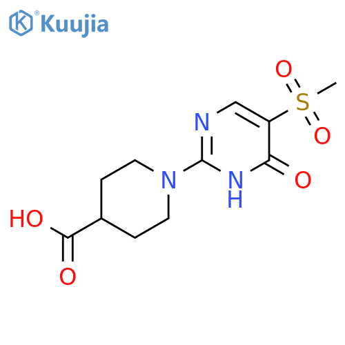 1-(5-Methanesulfonyl-6-oxo-1,6-dihydro-pyrimidin-2-yl)-piperidine-4-carboxylic acid structure
