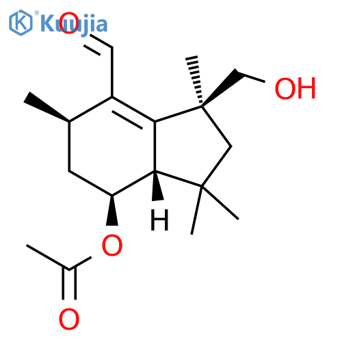 1H-Indene-4-carboxaldehyde,7-(acetyloxy)-2,3,5,6,7,7a-hexahydro-3-(hydroxymethyl)-1,1,3,5-tetramethyl-,(3S,5R,7S,7aS)- structure