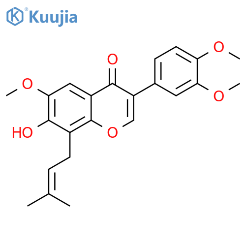 4H-1-Benzopyran-4-one, 3-(3,4-dimethoxyphenyl)-7-hydroxy-6-methoxy-8-(3-methyl-2-buten-1-yl)- structure