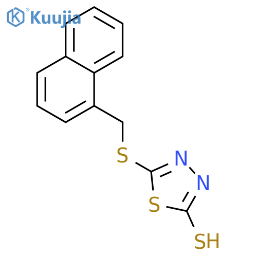 5-[(1-naphthylmethyl)thio]-1,3,4-thiadiazole-2-thiol structure