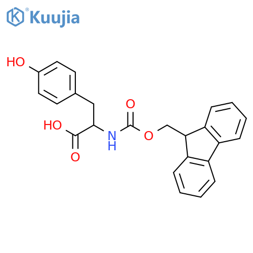 2-({(9H-fluoren-9-yl)methoxycarbonyl}amino)-3-(4-hydroxyphenyl)propanoic acid structure