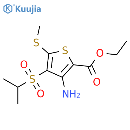 2-Thiophenecarboxylicacid, 3-amino-4-[(1-methylethyl)sulfonyl]-5-(methylthio)-, ethyl ester structure