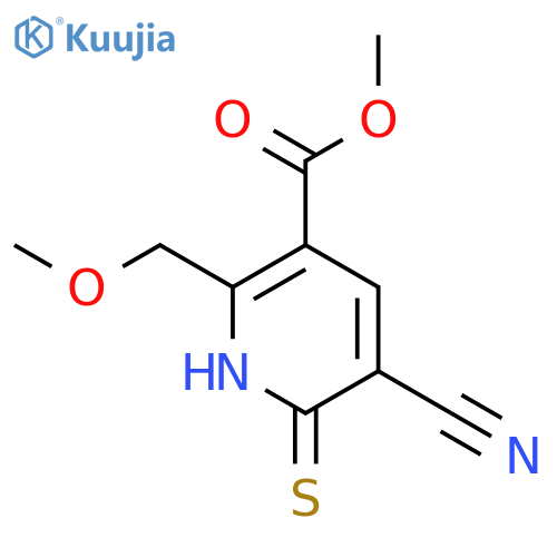 3-Pyridinecarboxylicacid, 5-cyano-1,6-dihydro-2-(methoxymethyl)-6-thioxo-, methyl ester structure