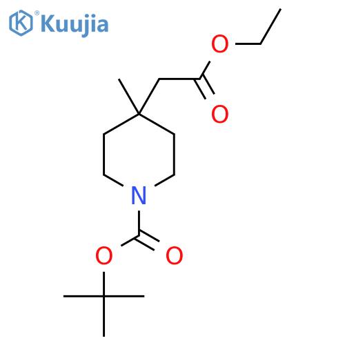 tert-butyl 4-(2-ethoxy-2-oxo-ethyl)-4-methyl-piperidine-1-carboxylate structure