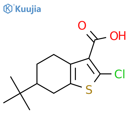 6-tert-butyl-2-chloro-4,5,6,7-tetrahydro-1-benzothiophene-3-carboxylic acid structure