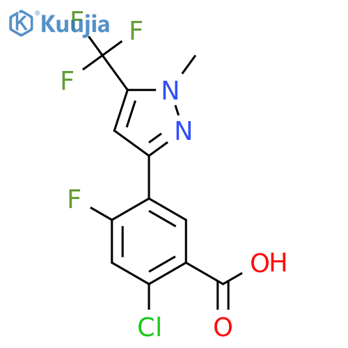 2-Chloro-4-fluoro-5-1-methyl-5-(trifluoromethyl)-1H-pyrazol-3-ylbenzoic Acid structure