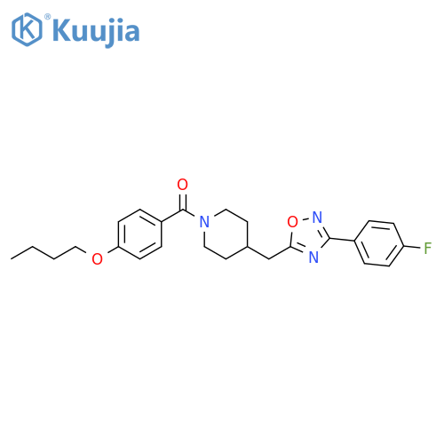 1-(4-butoxybenzoyl)-4-{[3-(4-fluorophenyl)-1,2,4-oxadiazol-5-yl]methyl}piperidine structure