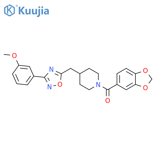 1-(2H-1,3-benzodioxole-5-carbonyl)-4-{[3-(3-methoxyphenyl)-1,2,4-oxadiazol-5-yl]methyl}piperidine structure