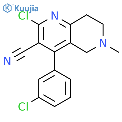 2-Chloro-4-(3-chlorophenyl)-6-methyl-5,6,7,8-tetrahydro-1,6-naphthyridine-3-carbonitrile structure