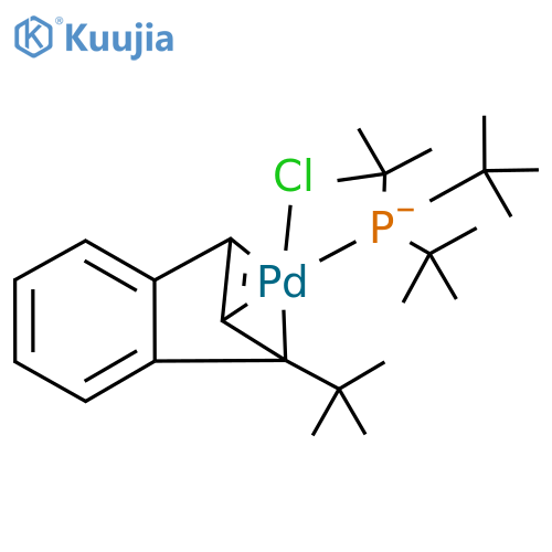 Chloro[(1,2,3-η)-1-(1,1-dimethylethyl)-1H-inden-1-yl][tris(1,1-dimethylethyl)phosphine]palladium structure