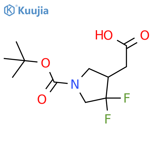 2-{1-[(tert-butoxy)carbonyl]-4,4-difluoropyrrolidin-3-yl}acetic acid structure