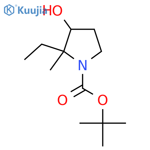 Tert-butyl 2-ethyl-3-hydroxy-2-methylpyrrolidine-1-carboxylate structure