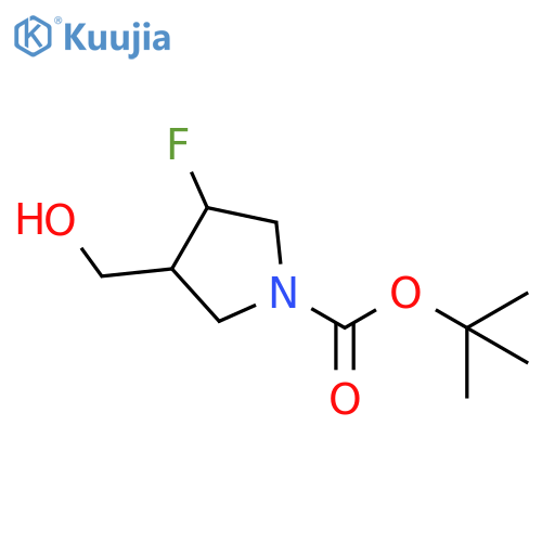 1-Pyrrolidinecarboxylic acid, 3-fluoro-4-(hydroxymethyl)-, 1,1-dimethylethyl ester structure