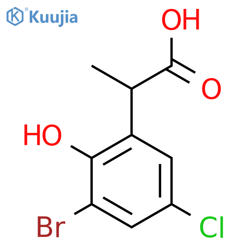 2-(3-bromo-5-chloro-2-hydroxyphenyl)propanoic acid structure