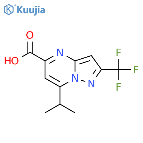 7-(propan-2-yl)-2-(trifluoromethyl)pyrazolo1,5-apyrimidine-5-carboxylic acid structure