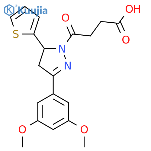 4-[3-(3,5-dimethoxyphenyl)-5-(thiophen-2-yl)-4,5-dihydro-1H-pyrazol-1-yl]-4-oxobutanoic acid structure