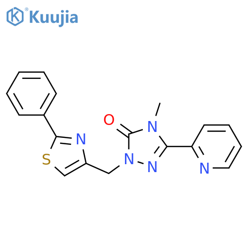 4-methyl-1-[(2-phenyl-1,3-thiazol-4-yl)methyl]-3-(pyridin-2-yl)-4,5-dihydro-1H-1,2,4-triazol-5-one structure