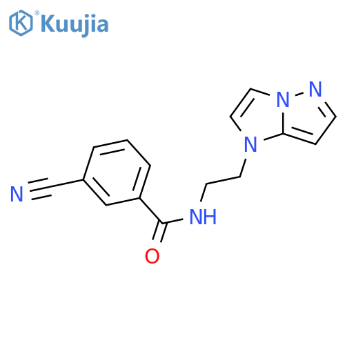 3-cyano-N-(2-{1H-pyrazolo[1,5-a]imidazol-1-yl}ethyl)benzamide structure