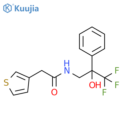 2-(thiophen-3-yl)-N-(3,3,3-trifluoro-2-hydroxy-2-phenylpropyl)acetamide structure