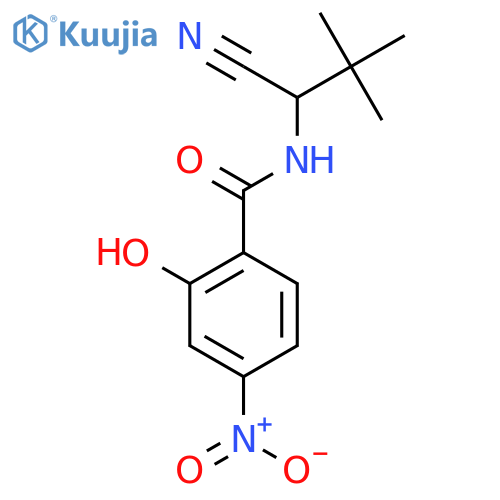 N-(1-cyano-2,2-dimethylpropyl)-2-hydroxy-4-nitrobenzamide structure