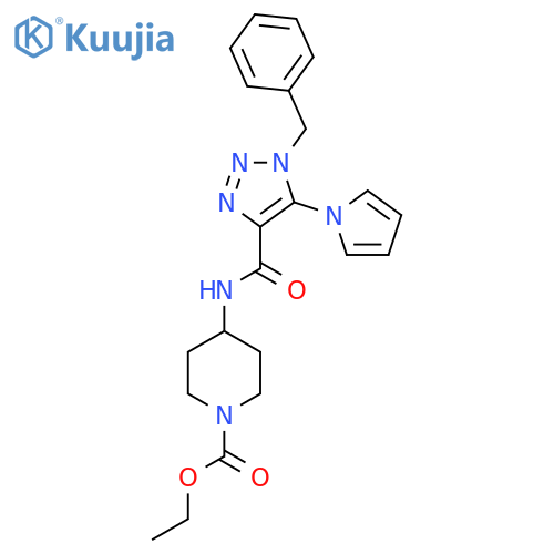 ethyl 4-[1-benzyl-5-(1H-pyrrol-1-yl)-1H-1,2,3-triazole-4-amido]piperidine-1-carboxylate structure