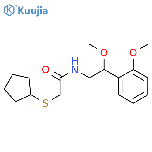 2-cyclopentylsulfanyl-N-[2-methoxy-2-(2-methoxyphenyl)ethyl]acetamide structure