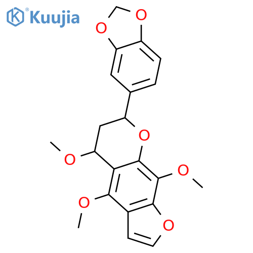 7-(1,3-Benzodioxol-5-yl)-6,7-dihydro-4,5,6,9-tetramethoxy-5H-furo[3,2-g]-1-benzopyran; (2R*,3S*,4R*)-form, 3-Demethoxy structure