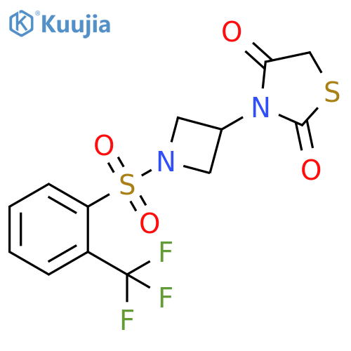 3-[1-[[2-(Trifluoromethyl)phenyl]sulfonyl]-3-azetidinyl]-2,4-thiazolidinedione structure