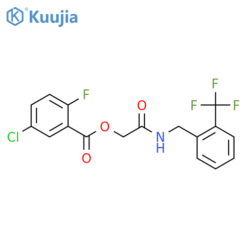 ({[2-(Trifluoromethyl)phenyl]methyl}carbamoyl)methyl 5-chloro-2-fluorobenzoate structure