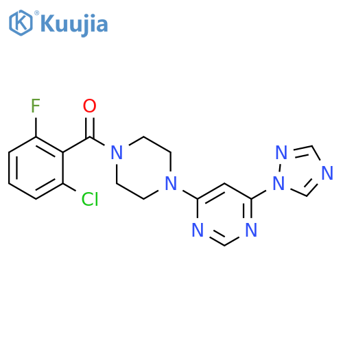 (2-chloro-6-fluorophenyl)-[4-[6-(1,2,4-triazol-1-yl)pyrimidin-4-yl]piperazin-1-yl]methanone structure