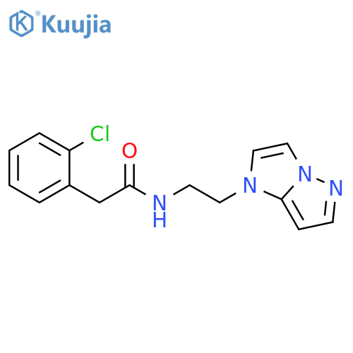 2-(2-chlorophenyl)-N-(2-{1H-pyrazolo[1,5-a]imidazol-1-yl}ethyl)acetamide structure