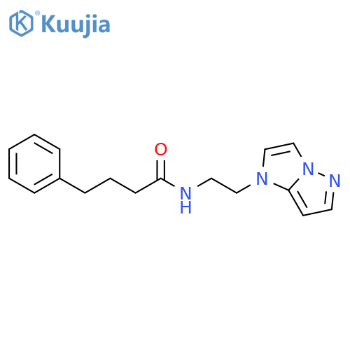 4-phenyl-N-(2-{1H-pyrazolo[1,5-a]imidazol-1-yl}ethyl)butanamide structure