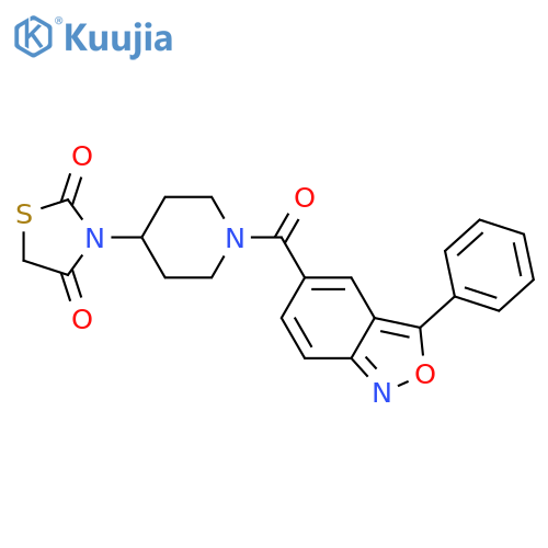 3-[1-(3-phenyl-2,1-benzoxazole-5-carbonyl)piperidin-4-yl]-1,3-thiazolidine-2,4-dione structure