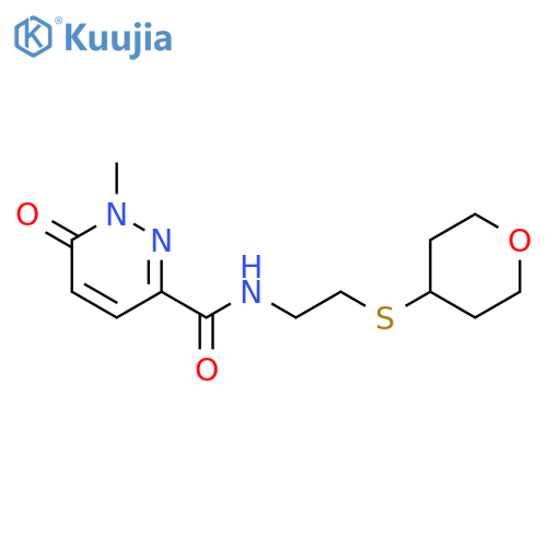 1-methyl-N-[2-(oxan-4-ylsulfanyl)ethyl]-6-oxopyridazine-3-carboxamide structure