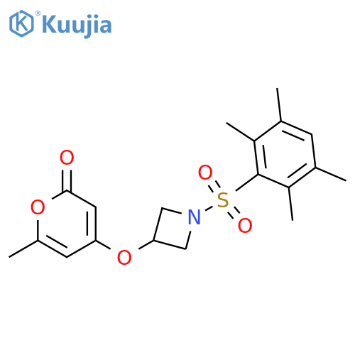 6-methyl-4-[1-(2,3,5,6-tetramethylphenyl)sulfonylazetidin-3-yl]oxypyran-2-one structure