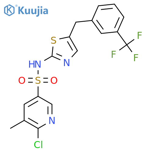 6-chloro-5-methyl-N-(5-{[3-(trifluoromethyl)phenyl]methyl}-1,3-thiazol-2-yl)pyridine-3-sulfonamide structure