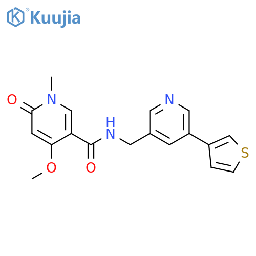 4-methoxy-1-methyl-6-oxo-N-[(5-thiophen-3-ylpyridin-3-yl)methyl]pyridine-3-carboxamide structure
